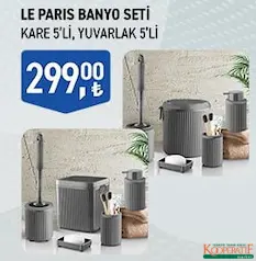 LE PARİS BANYO SETİ KARE/YUVARLAK 5'Lİ